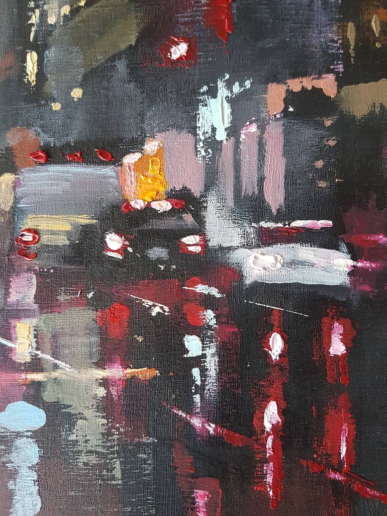 Original Abstract Expressionism Cities Painting by Olga Mihailicenko