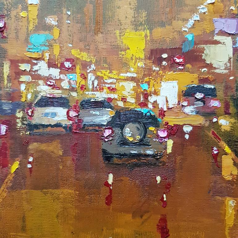 Original Abstract Expressionism Cities Painting by Olga Mihailicenko