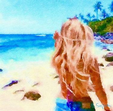 Original Figurative Beach Paintings by Kath Sapeha