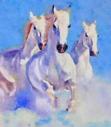 Print of Impressionism Horse Paintings by Kath Sapeha
