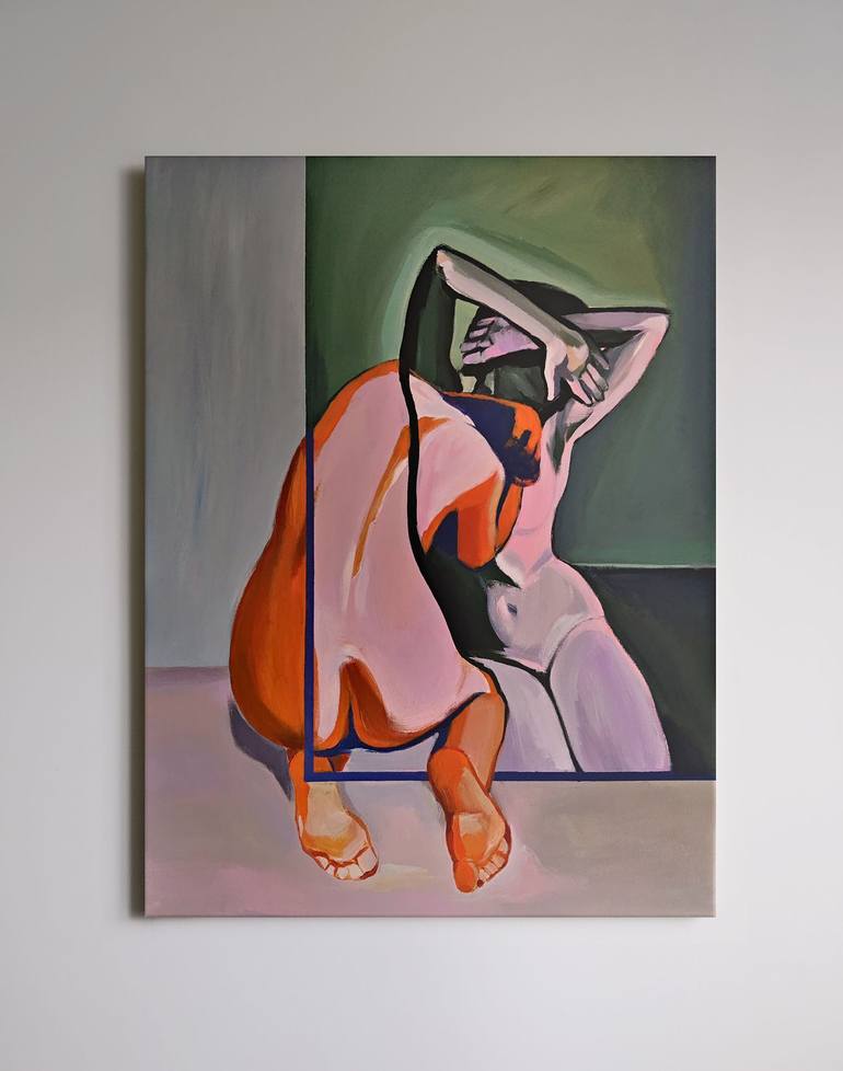 Original Expressionism Nude Painting by Malwina Chabocka