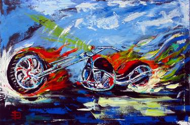 Print of Impressionism Motorcycle Paintings by Daniel deHoleweia