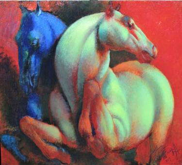 Original Expressionism Horse Paintings by Tokhir Karimov