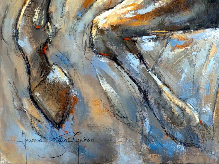 Original Expressionism Horse Painting by Jeanne Saint Cheron