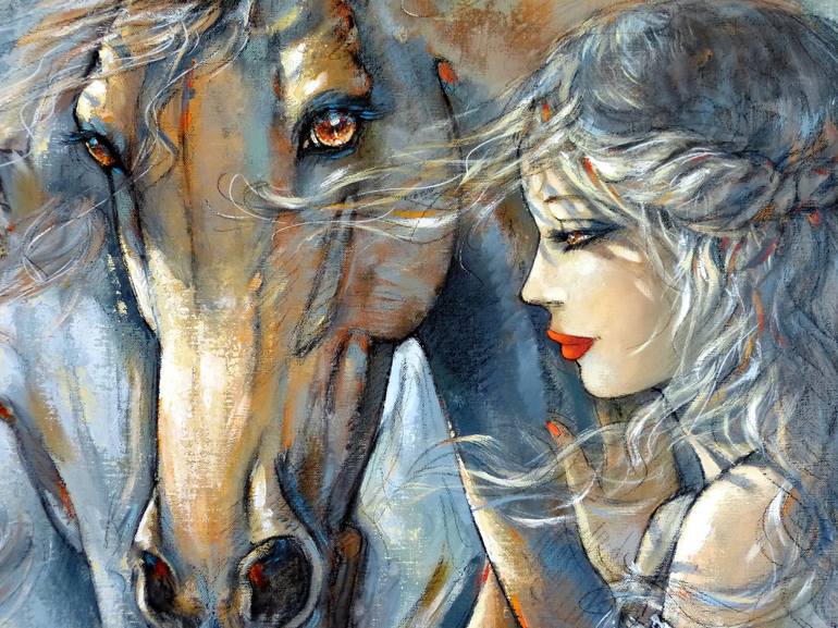 Original Figurative Horse Painting by Jeanne Saint Cheron