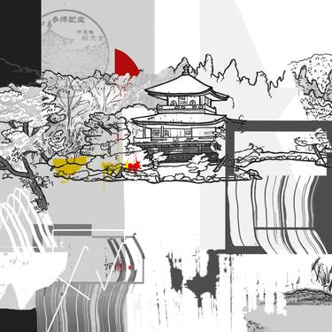 Original Abstract Architecture Mixed Media by Analogue to Digital