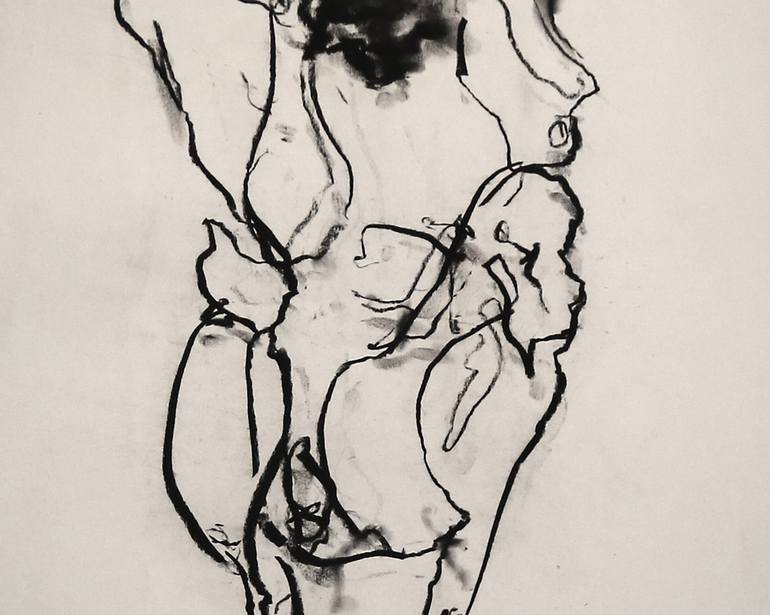 Original Figurative Nude Drawing by Arghaël -