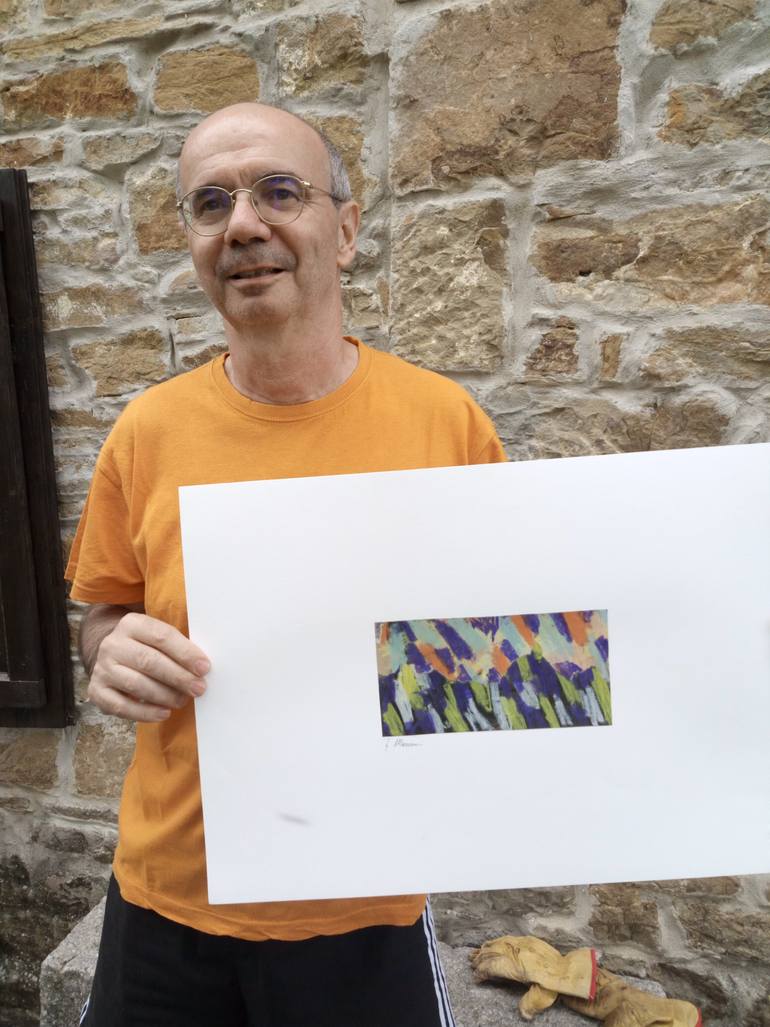 Original Abstract Landscape Drawing by Gianfranco Mammi