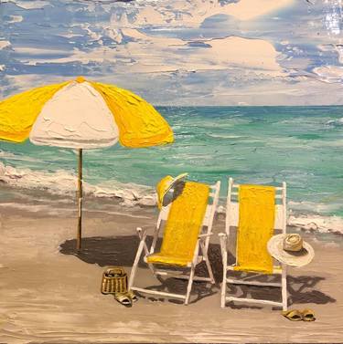 Original Fine Art Beach Paintings by mirinka bendova