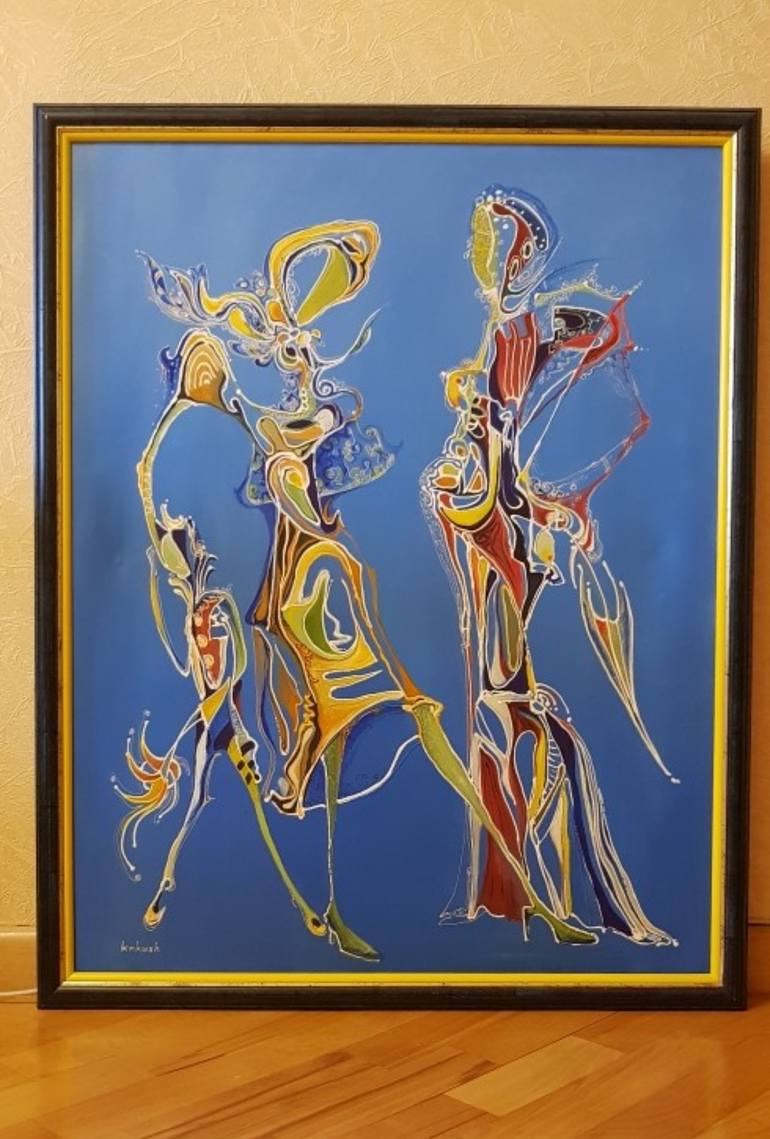 Original Abstract Women Painting by Knkush Yesoyan