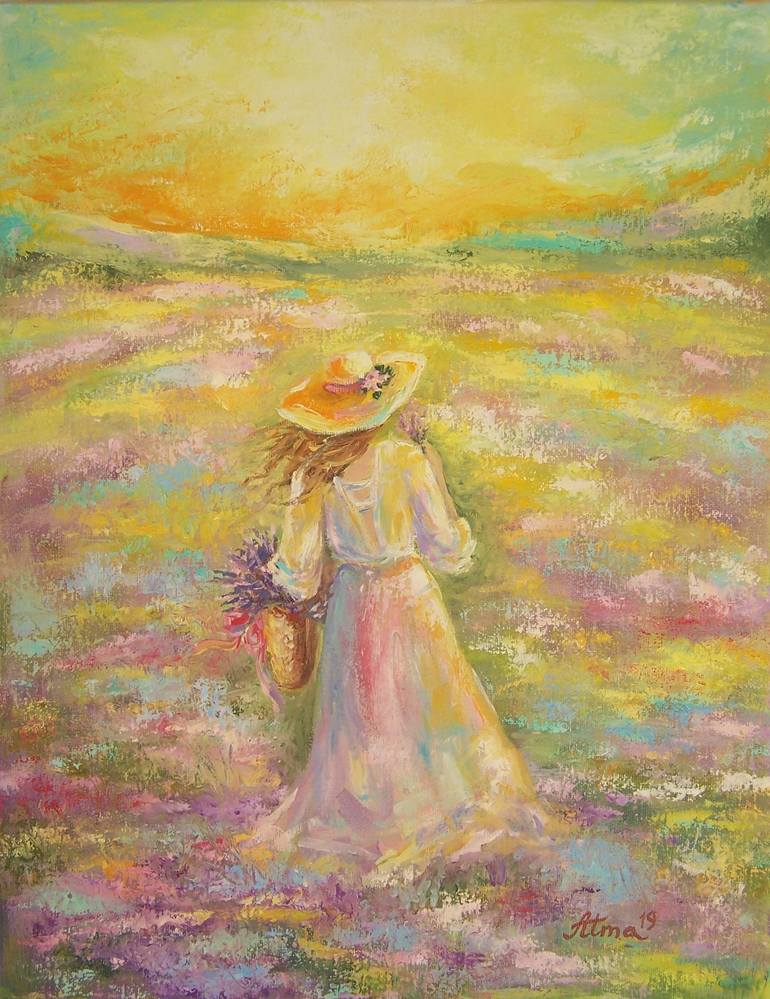 Purple fields Painting by Olesya Atma-art | Saatchi Art