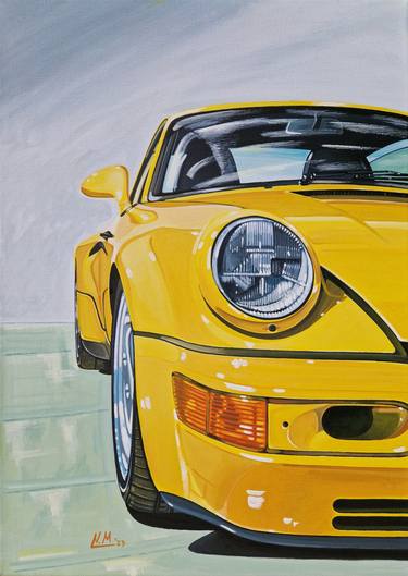 PORSCHE 911 YELLOW FRONT VIEW thumb