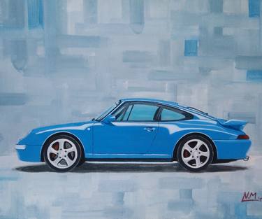 Porsche 911 993 turbo acrylic painting on canvas thumb