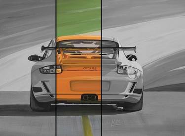 PORSCHE GT3 acrylic painting with digital effect thumb