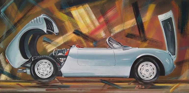 Porsche 550 spyder acrylic painting on canvas Painting by NIKOLAOS ...