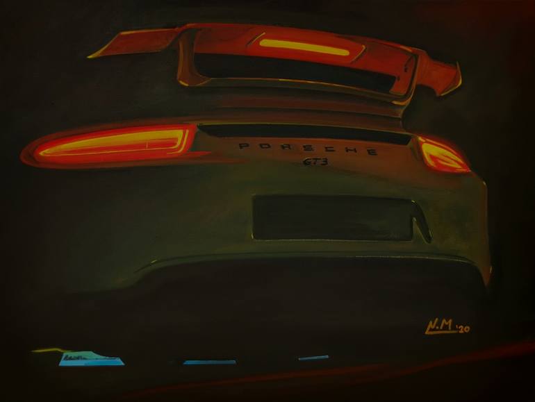 Porsche 911 Gt3 Dark Silhouette Painting By Nikolaos Moschoutis Saatchi Art