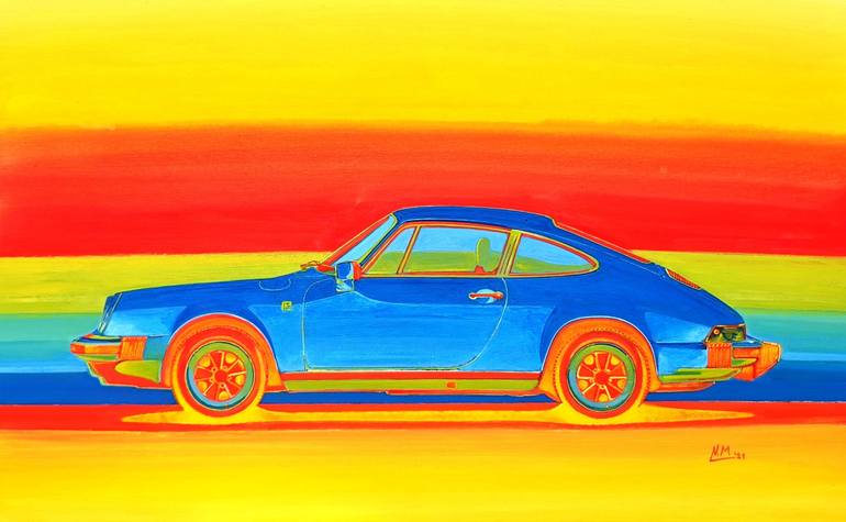 Porsche 911 930 colorful painting Painting by NIKOLAOS MOSCHOUTIS