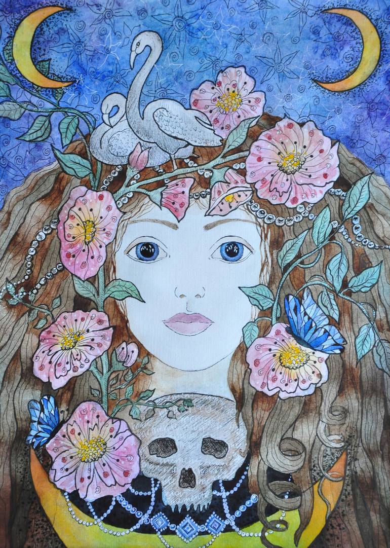 Tree of life and love acrylic painting Flower heart art Poppy field  Painting by Ruslana Golub