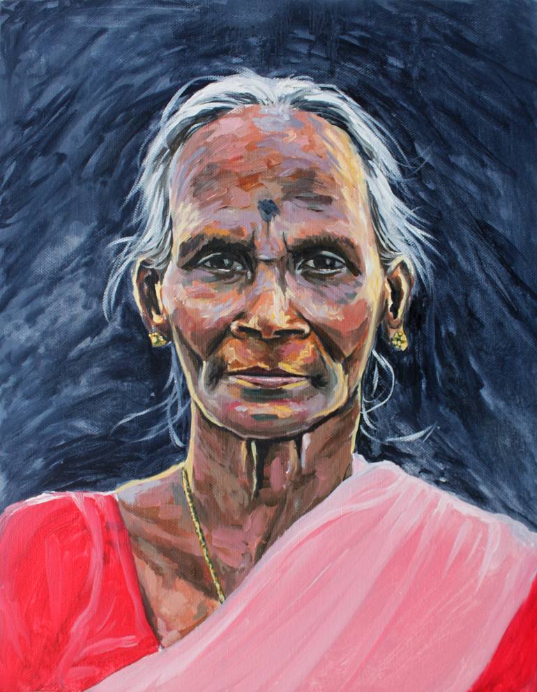 Radha Bai Painting by Chitra Gopalakrishnan | Saatchi Art