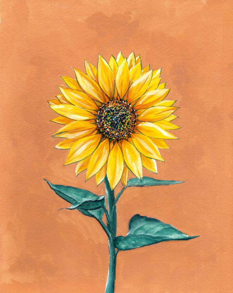 Sunflowers Print of my original painting on wood 8 x 10