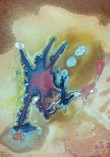 P28. Created on copper sheet metal by applying substances that start colourful chemical reactions. thumb
