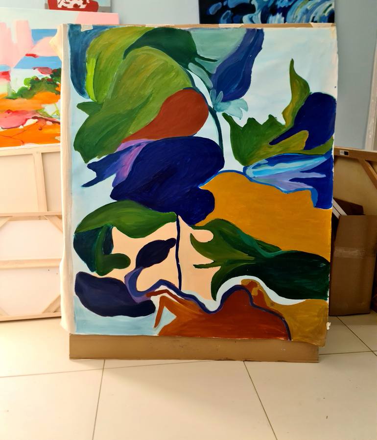 Original Abstract Botanic Painting by Zacharo Karakonstanti