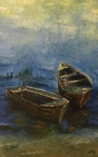 Original Sailboat Painting by Ateeb Riaz