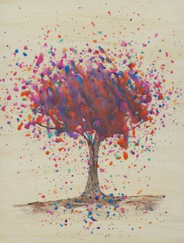 Print of Abstract Tree Paintings by Annerley Owen