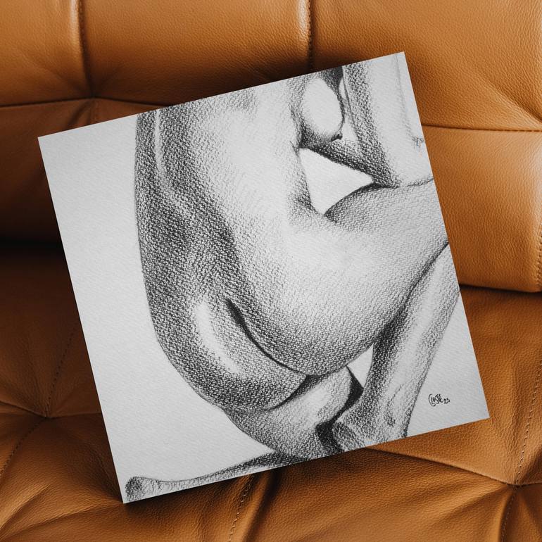 Original Realism Nude Drawing by Celeste Von Solms