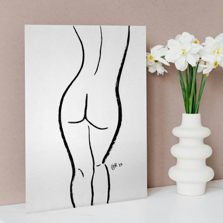 Original Minimalism Nude Drawing by Celeste Von Solms