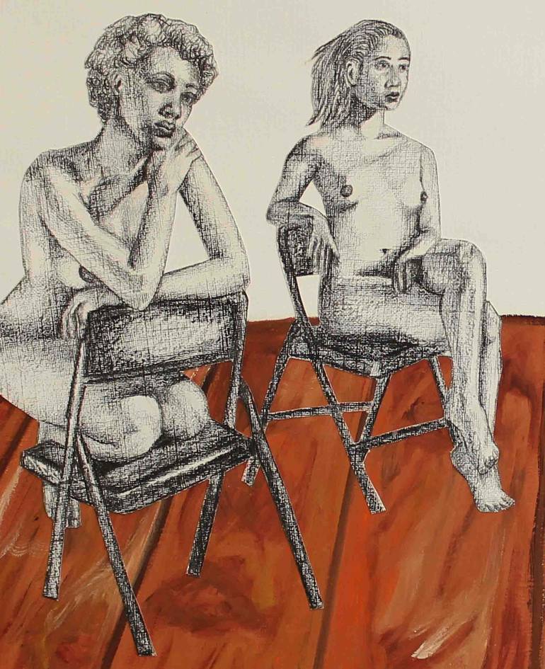 Original Portraiture Nude Drawing by Celeste von Solms