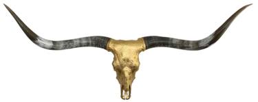 24K Gold Gilded Wild Texas Longhorn Sculpture Art thumb