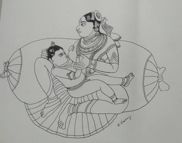 Print of Women Drawings by Ram Raj