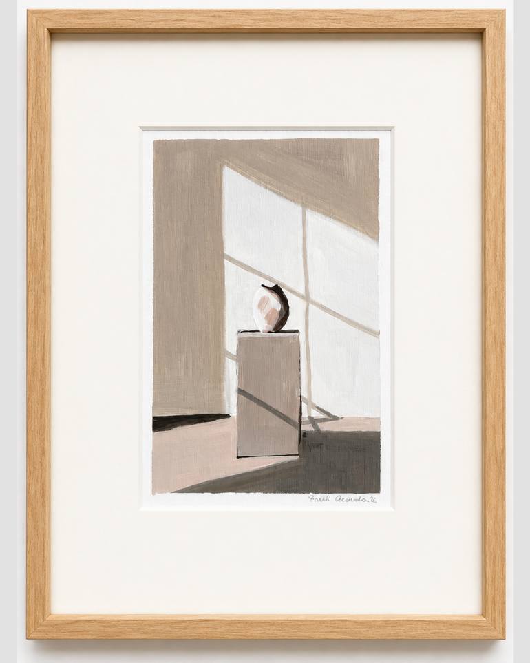 Original Architecture Painting by Isabel Araneda | Contemporary Art on Paper | Pedestal Light