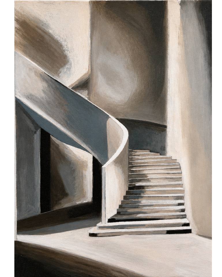 Original Architecture Painting by Isabel Araneda | Contemporary Art on Paper | Ascending Silence