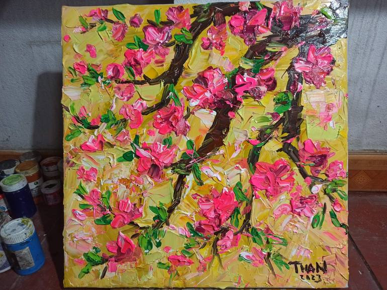 Original Floral Painting by Anh Tuan Le