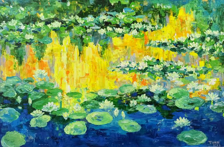 Original Abstract Floral Painting by Anh Tuan Le