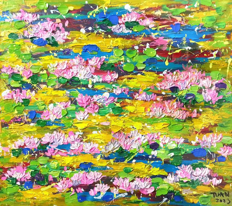 Original Abstract Expressionism Floral Painting by Anh Tuan Le