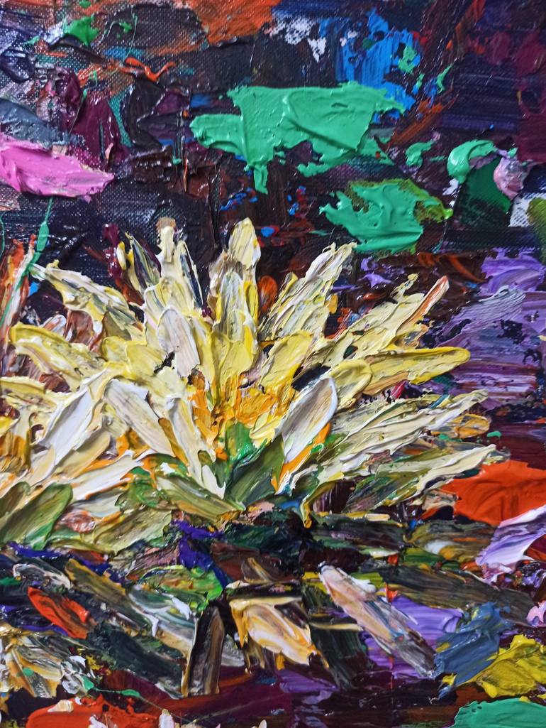 Original Abstract Expressionism Floral Painting by Anh Tuan Le