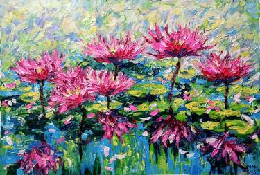 Blooming lilies pond 80x120cm thumb