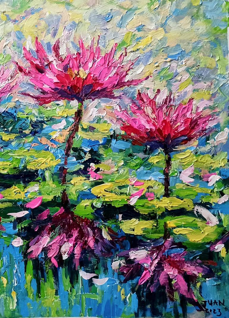 Original Abstract Expressionism Floral Painting by Anh Tuan Le