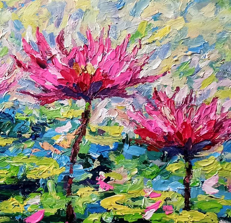 Original Abstract Expressionism Floral Painting by Anh Tuan Le