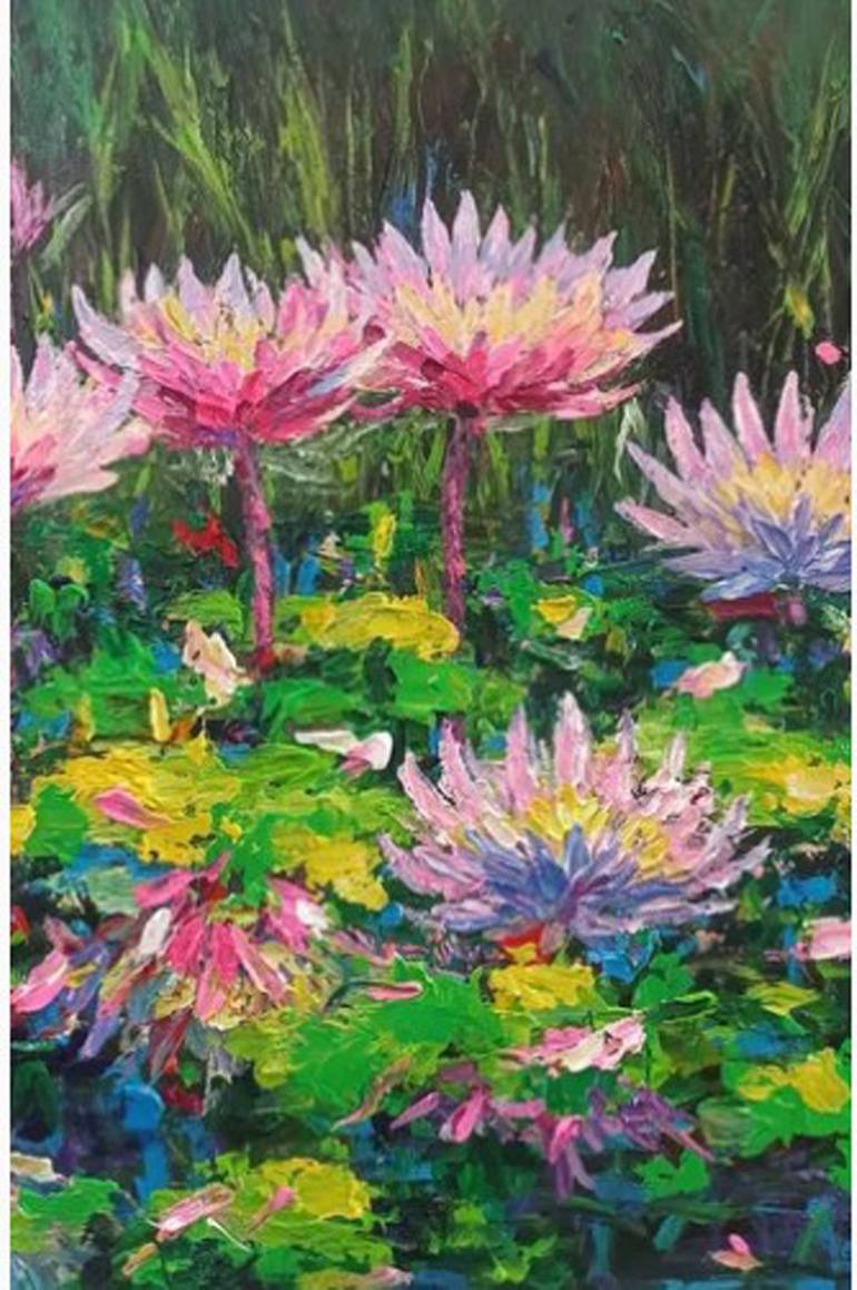 Original Abstract Expressionism Floral Painting by Anh Tuan Le