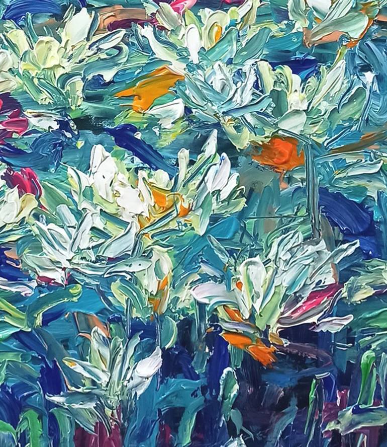 Original Art Deco Floral Painting by Anh Tuan Le