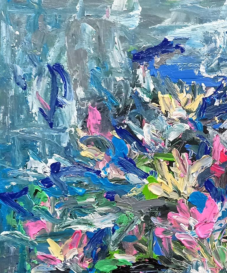Original Abstract Expressionism Floral Painting by Anh Tuan Le