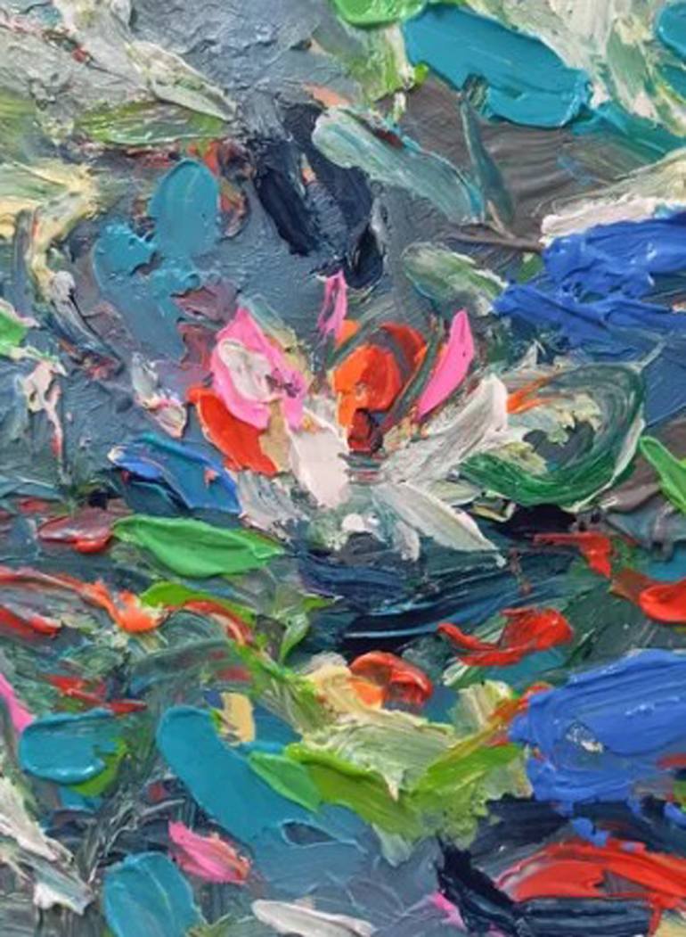 Original Abstract Expressionism Floral Painting by Anh Tuan Le