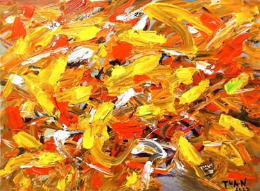 Original Abstract Expressionism Floral Paintings by Anh Tuan Le