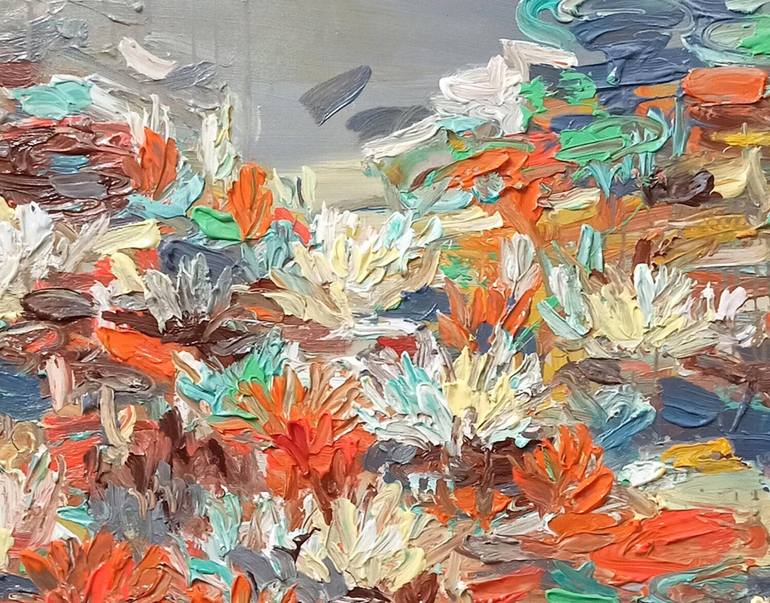 Original Art Deco Floral Painting by Anh Tuan Le