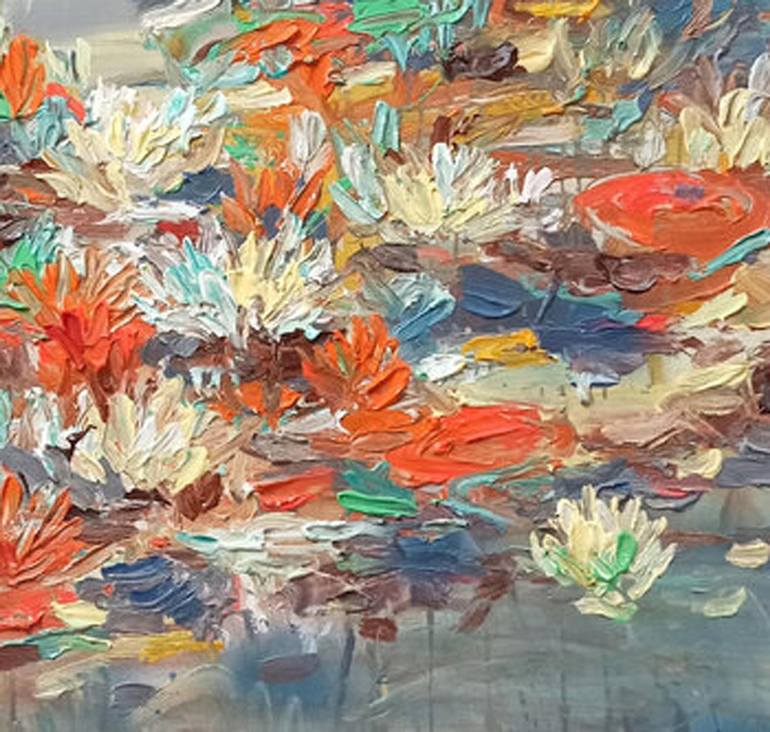 Original Art Deco Floral Painting by Anh Tuan Le