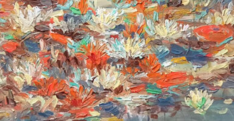 Original Art Deco Floral Painting by Anh Tuan Le